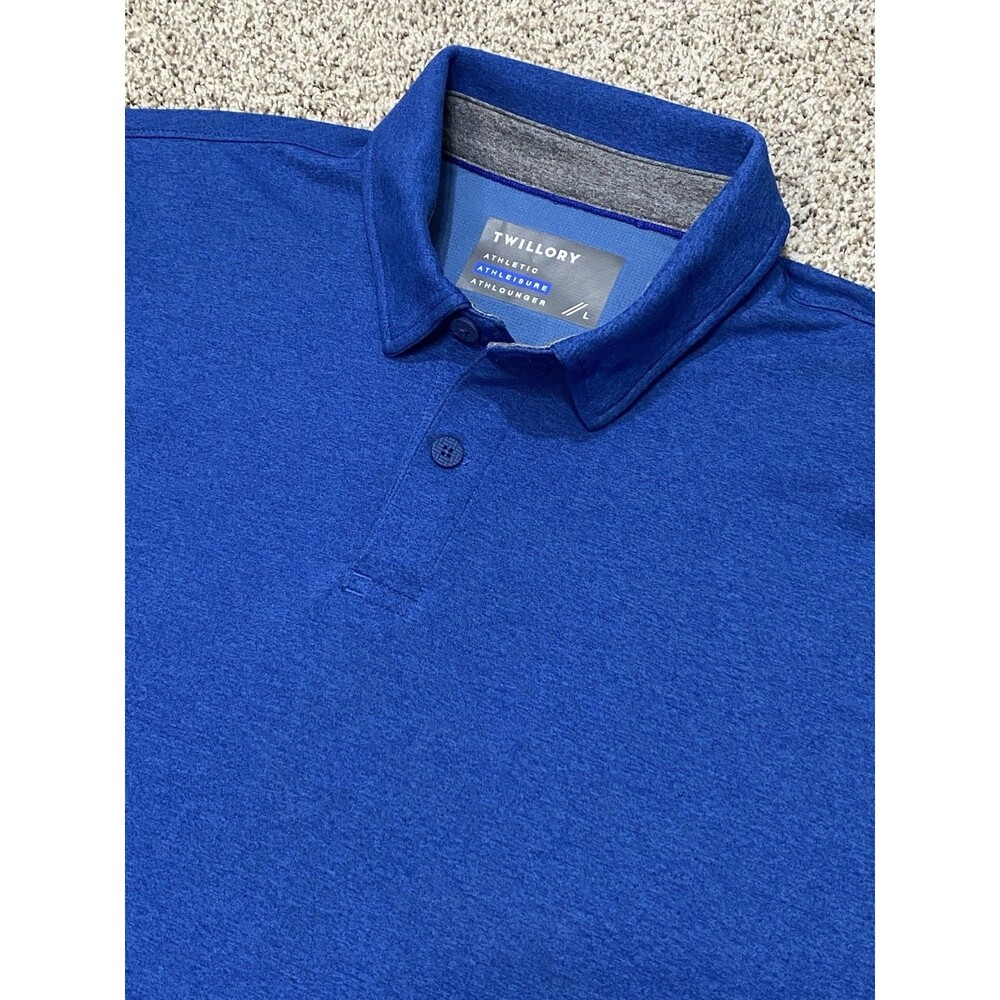 Twillory Shirt Mens Large Blue Polo Athletic Athleisure Performance Knit Stretch